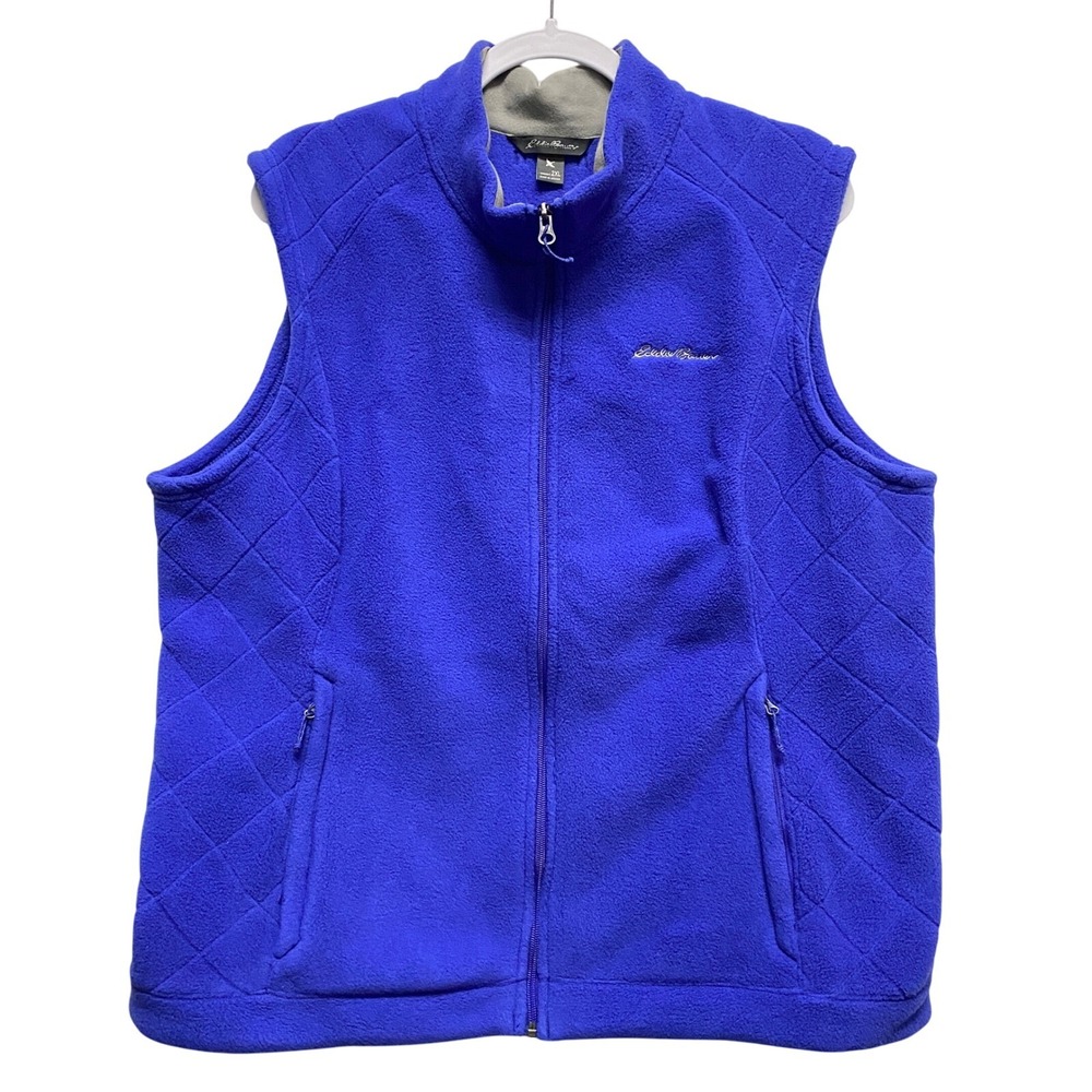 Eddie Bauer Fleece Vest Quilted Full Zip Sleeveless Jacket Womens 2XL Outdoor